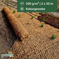 greentex® Kokosgewebe 500g/m² | 2m x 30m | Böschungsmatte | Ufermatte | Erosionsschutzmatte