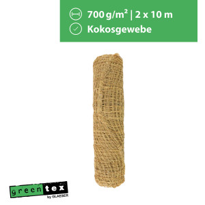 greentex® | grobes Kokosgewebe | 2 x 10 m - 700gr/m² | Böschungsmatte | Ufermatte | Erosionsschutzmatte