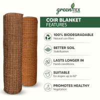 greentex JuKo - Kokosmatte mit Jute Netz