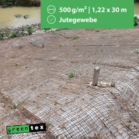 greentex® Jutegewebe 500g/m² | 1,22m x 30m | Ufermatte | Böschungsmatte | Erosionsschutzmatte